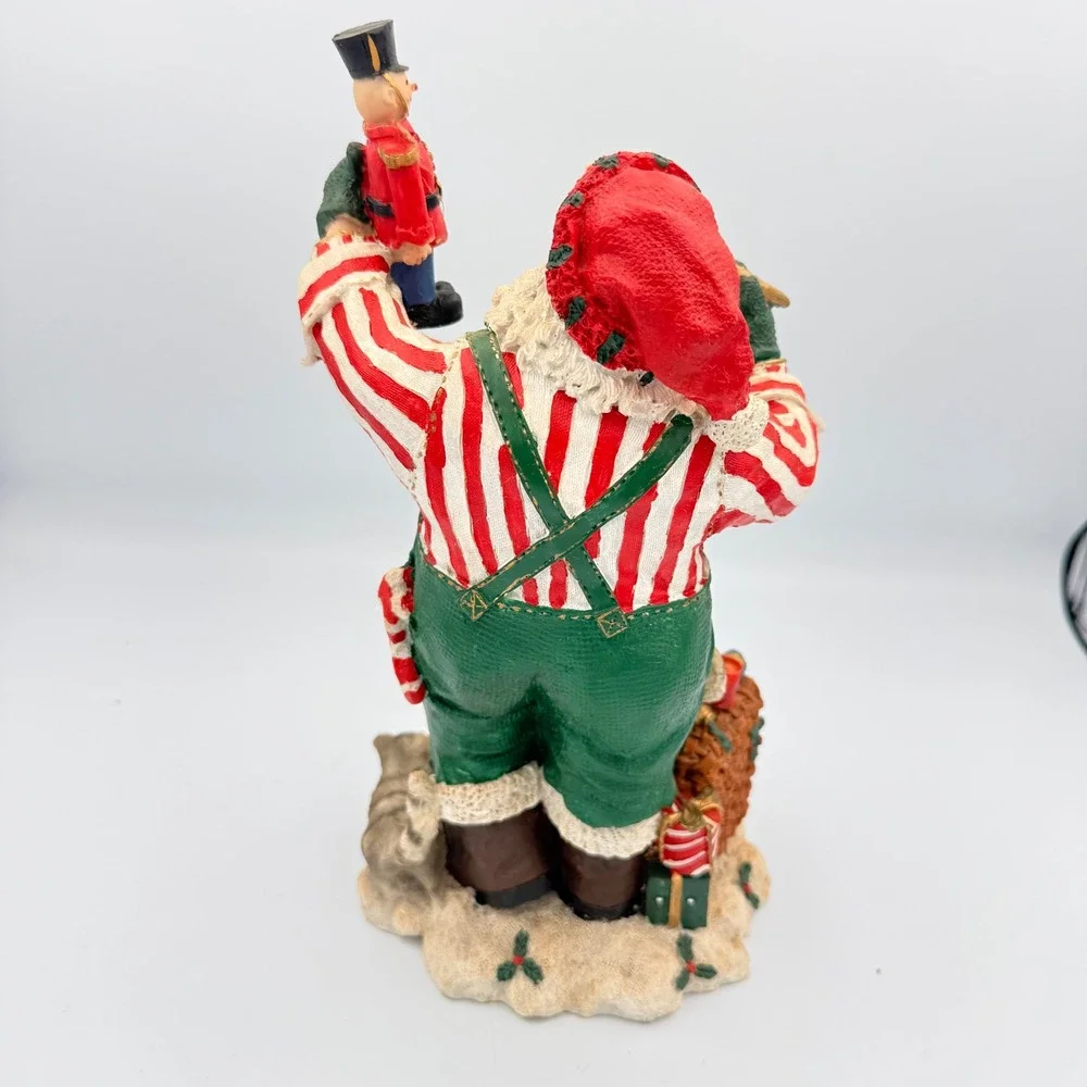 Vintage Style Santa Claus Figurine with Nutcracker and Kittens Christmas Decor
